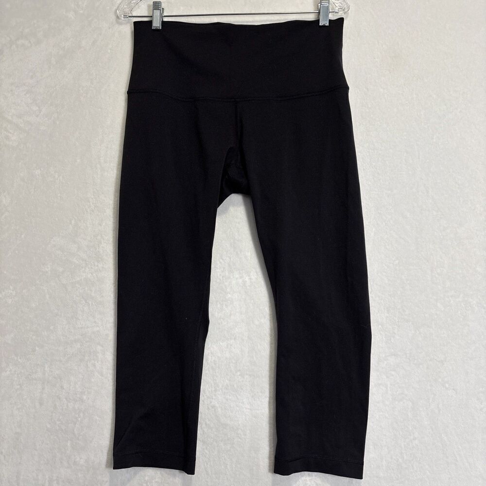 Lululemon Black Cropped Leggings Women’s Size 12 Nylon Lycra Activewear Yoga